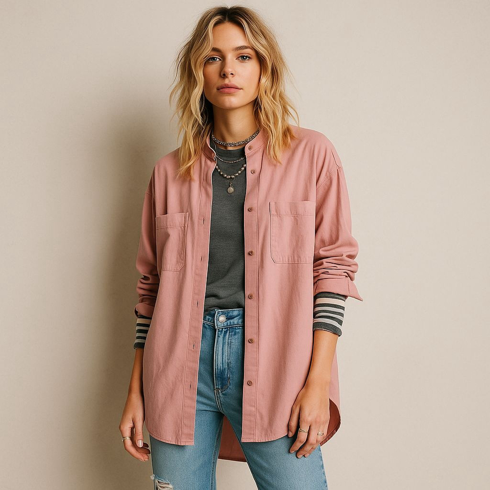 prAna Rallay Blush Oversized Button Down – Effortless Everyday Shirt sz M